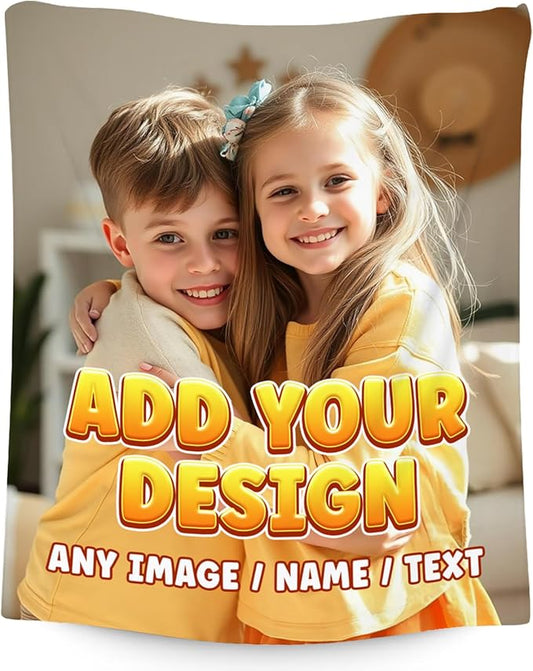 Personalized Blanket with Photo - Custom Gift for Kid Teens Adults - Picture Blankets with Name, Soft Fleece Throw for Couch, Bed, 4 Size