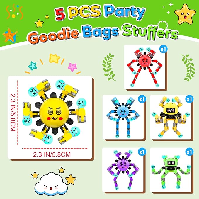 5 PCS Christmas Stocking Stuffers Fidget Spinner Toys for Kids & Adults,Party Favors Supplies Goodie Bags Birthday Gifts,Classroom Small Prizes Bulk Boys Girls Travel Sensory Toy for 3-5-8-12