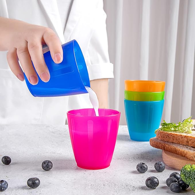 Honla 8 oz Kids Cups,Set of 20 Small Plastic Cups for Kids,BPA Free Cup,Dishwasher Safe,Reusable and Unbreakable Children Drinking Cup Tumblers in 5 Assorted Colors