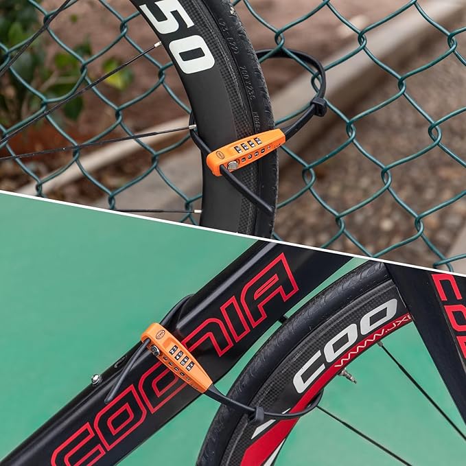 CXWXC Zip Tie Lock - 4-Digit Combo Cable Locks for Bike Motorcycle Helmet, Skateboard, Skis, Snowboard, Stroller & Cabinet - Ideal for Lightweight Security (2PC - Orange, 45CM)