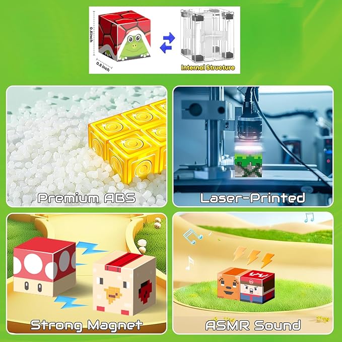 100 PCS 0.8 Inch Magnetic Blocks, STEM Montessori Stacking, Magnetic Building Blocks for Boys & Girls Age 3-8, Educational Stacking Magnets Cubes for Creativity, Birthday Gift for Ages 4-10