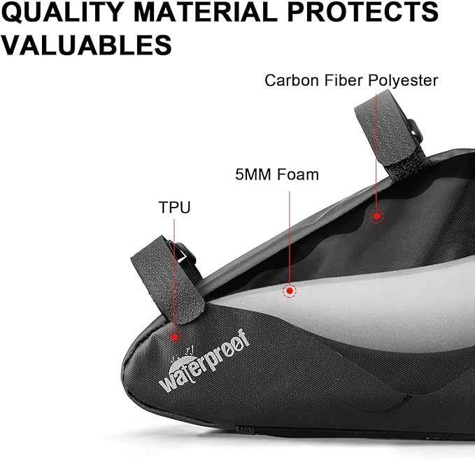 NDakter Bike Bicycle Frame Storage Bag, 2L Waterproof Bicycles Triangle Pouch, Cycling Pack for Phone, Wallet, Keys, Tools, Accessories, Bikes Front Tube Bag for Mountain Road Bike, MTB