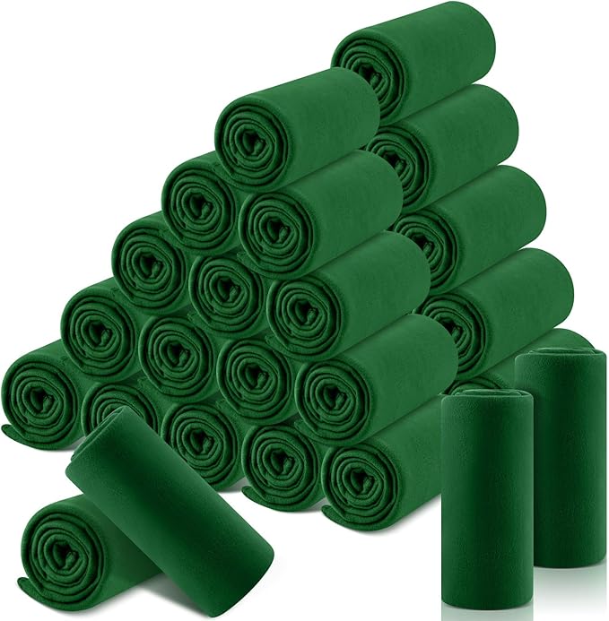 Newwiee 48 Pcs Fleece Throw Blankets Bulk Outdoor Wedding Guest Gifts Soft Lightweight Sleepover Lap Blankets Pet Home Sofa Couch Office Donation Homeless, 50 x 60 Inch (Green)
