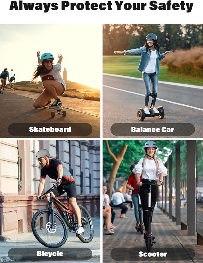 Skateboard Bike Helmet,Multi-Sport with Premium Safety & Ventilation,Shock-Absorbing,Adjustable for Cycling Scooter Commuter Skate Protection for Youth Adult
