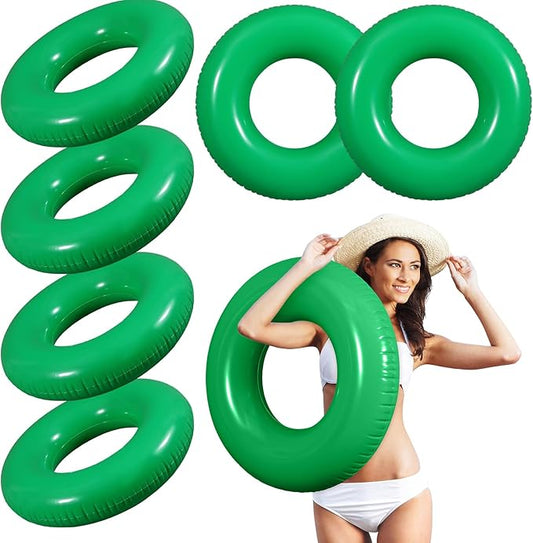 6 Pcs Inflatable Pool Floats 28 Inches Swim Tube Bulk for Adults Swimming Ring Pool Floaties for Beach Party Decorations Women and Men River Lake Summer Vacation Holiday (Green)