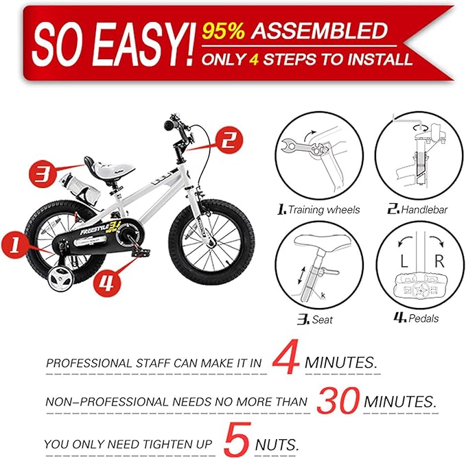 RoyalBaby Kids Bike EZ Freestyle Training Free Balance to Pedal Easy Learning Bicycle, 12-18 Inch for Toddlers to Big Kids