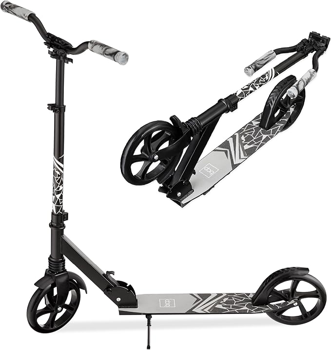 Best Choice Products Kids Height Adjustable Kick Scooter for Ages 8+, Teen, Adult, Outdoor Play w/Carrying Strap, Non-Slip Deck, Kickstand, Mud Guards, 220lb Capacity - Black
