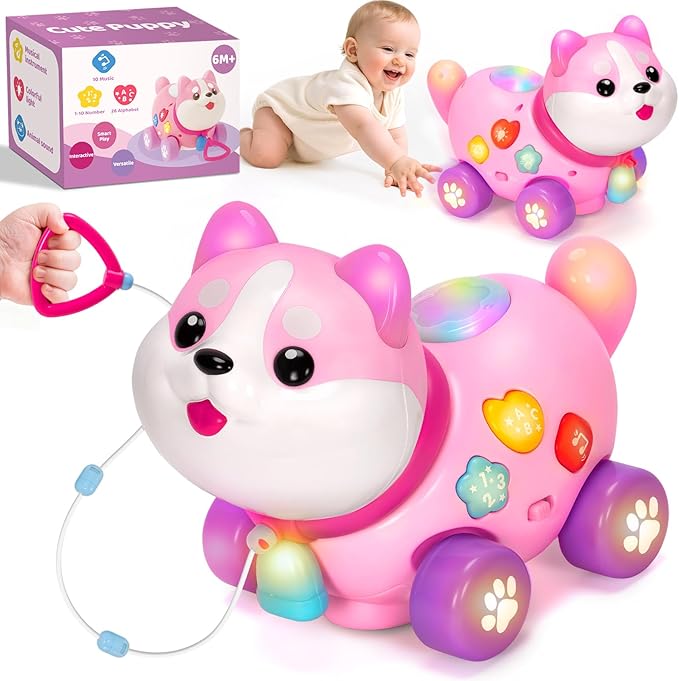 Toys for 1 Year Old Girl Gifts, Baby Toys 6-12-18 Months, Bilingual Educational Learning Toddler Toys, Puppy with Music & Lights, 1st Christmas Birthday Gift for Boys Girls, First Present for Infant