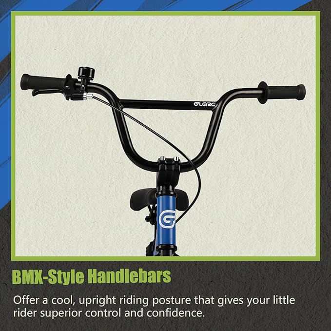 Glerc Kids Bike for Ages 1-8 Years Old, 12-16 Inch BMX Style Kids Bicycle with Training Wheels, Boys Bike for Children and Toddler, Multiple Colors