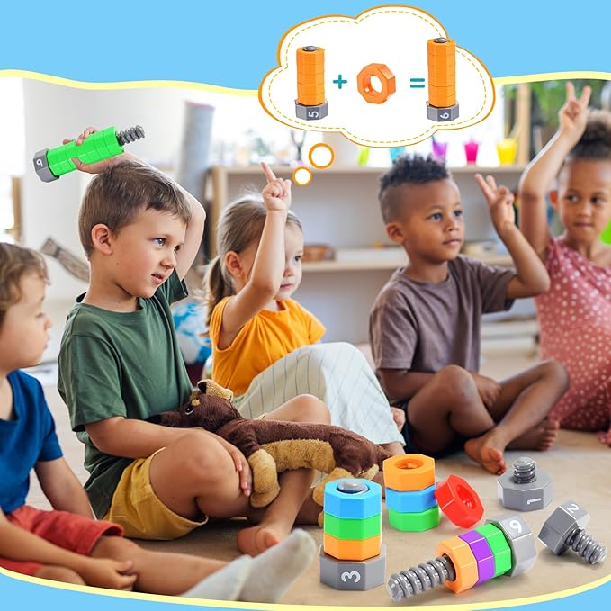 2-in-1 Montessori Counting & Stacking Toys for Toddlers Ages 1-5 Autism Sensory Toys for Kids Preschool Educational Spinning Learning Games Birthday Xmas Gifts for Boys Girls 1-5 Year Old