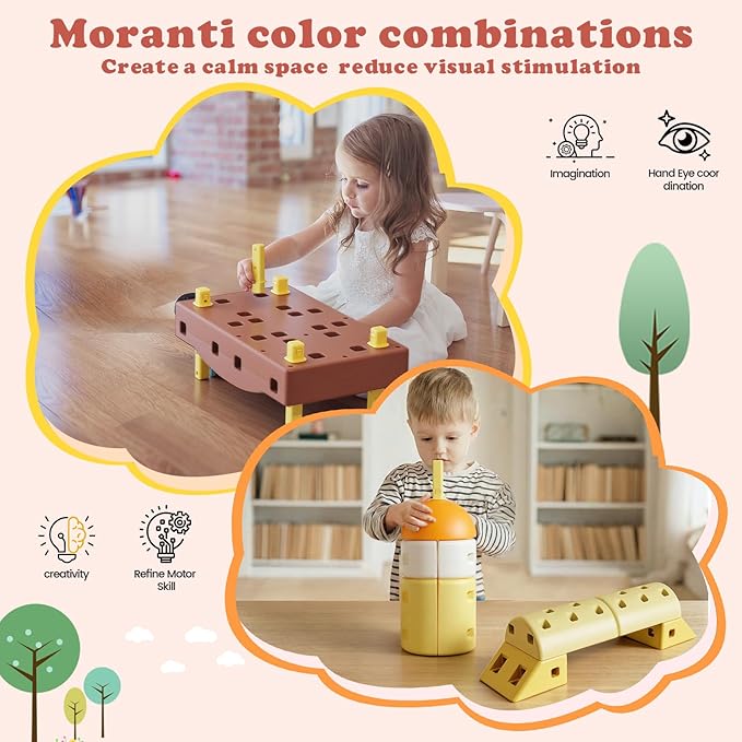 41 PCS STEM DIY Building Blocks for Toddlers, Giant Educational Stacking Ride Toy, Montessori Jumbo Blocks to Improve Creativity for Age 3-8 Boys and Girls
