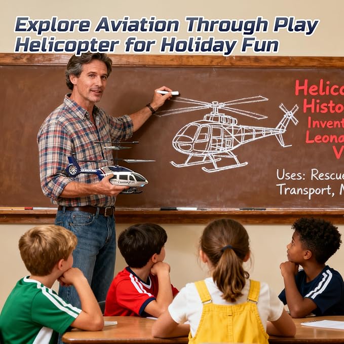 DEERC RC Helicopter,Rescue Remote Control Helicopter for Kids & Adults,Toys Helicopter with Altitude Hold, One Key take Off/Landing, LED Light, Low Battery Reminder, Gift for Boys Ages 8-12