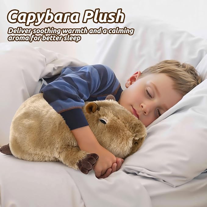 Capybara Stuffed Animals, Microwavable Stuffed Animal Adorable Fluffy Capybara Plush for Warmth Comfort, Heatable Coolable Lavender Scent Toy, Cute Soft Plushie Gift for Kids Adult & Children Boy Girl