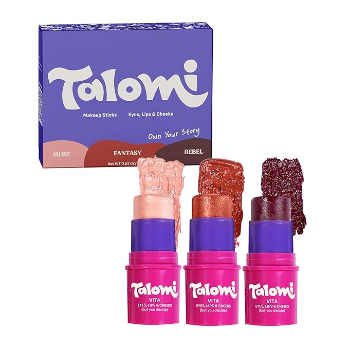 Vita Stick 3-in-1 Multistick Kids Makeup,– Non-Toxic, Plant-Based Makeup for Kids 8-12, Vegan, Cruelty-Free, Non-Comedogenic, Dermatologist Approved. Trio Set: Own Your Story.