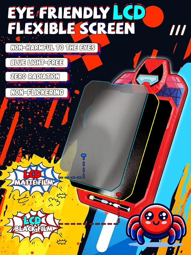 LCD Writing Tablet for Kids 10 Inch Spider Hero for Toddler 3 4 5 6 7 8 - Paint, Doodle Board, Drawing Pad - Travel Toys, Road Trip Car Activities, Birthday Christmas Gift Boys & Man