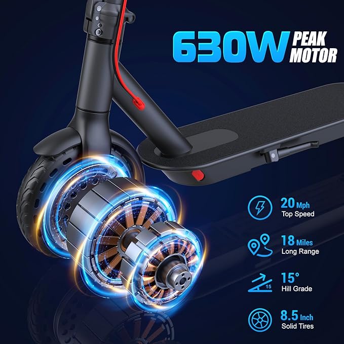 Caroma Electric Scooter Adults, Powerful 350W/500W/750W Motor, Top Speed 20/25 Mph & 18/25/30 Miles Range, 8.5" Solid Tires, Cruise Control E Scooter for Adults (Multiple Options)