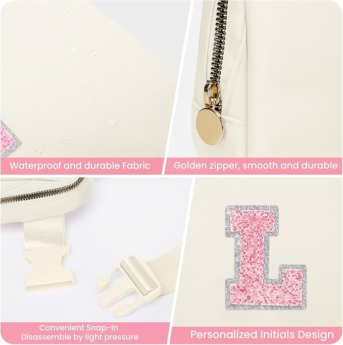 Christmas Gift for 5 6 7 8 9 10 11 12 13 14 15 Teen Girls Kids, Teacher Gifts, Teacher Gifts for Women,Teacher Thank You Gifts Ideas, Fanny Pack Crossbody Bag Belt Bag Cute Stuff（ Cream, L ）