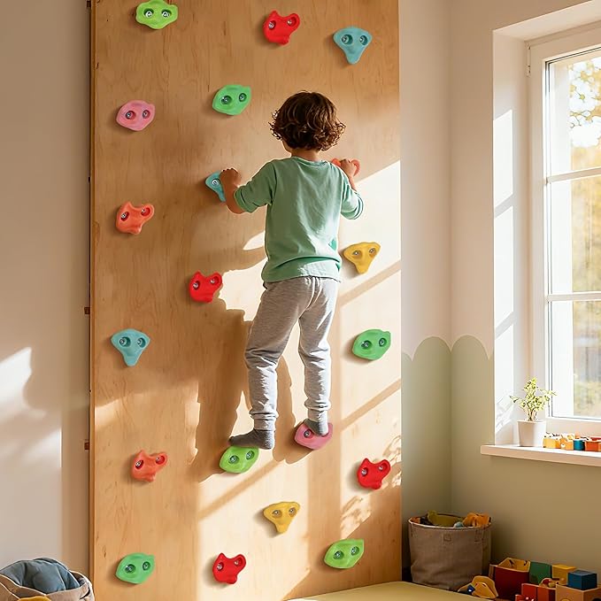 30 PCS Rock Climbing Holds for Kids, Extra Large Climbing Rock Wall Grips, Adult Rock Wall Holds Rock Wall Climbing Kit with Hardware for Indoor and Outdoor Climbing Wall Holds（Pastel Color）