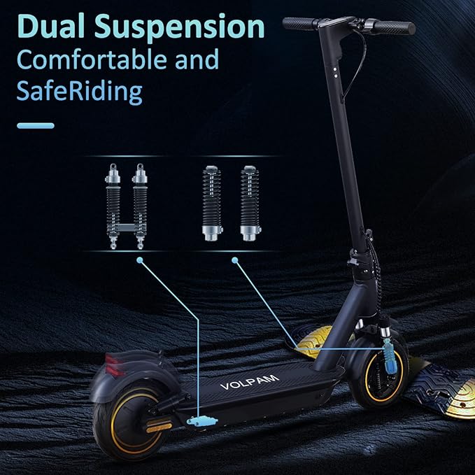 VOLPAM Electric Scooter, 350W/500W Powerful Motor, 8.5"/10" Solid Tires, 19/22Mph, 28/21/12 Miles Range,Dual Braking