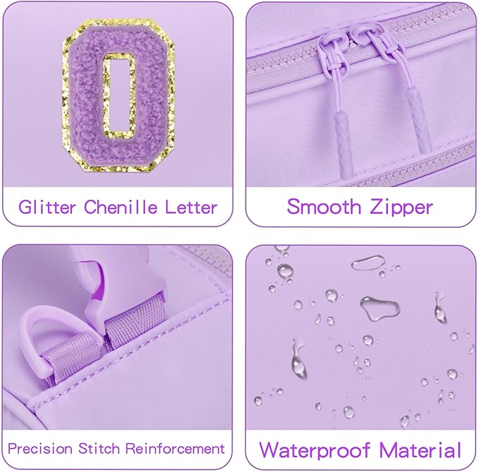 Initial Insulated Lunch Bag for Girls Kids, Back to School Gift, Reusable Leak-proof Lunch Box with Adjustable Strap for School Daycare Travel Picnic (Purple,O)