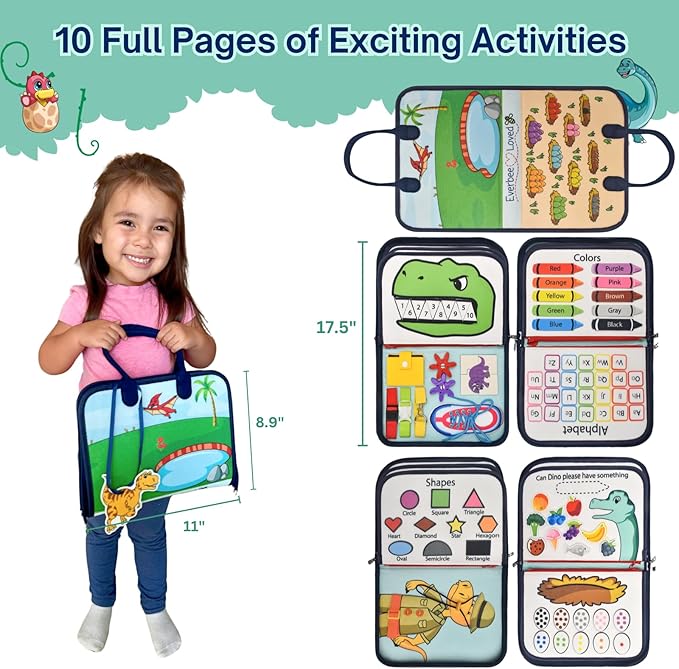 Montessori Busy Board, Quiet Busy Book for Toddlers 3, Toddler Activity Books Ages 3+, Toddler Preschool Learning Activities, Travel Toys for Toddlers 3-5