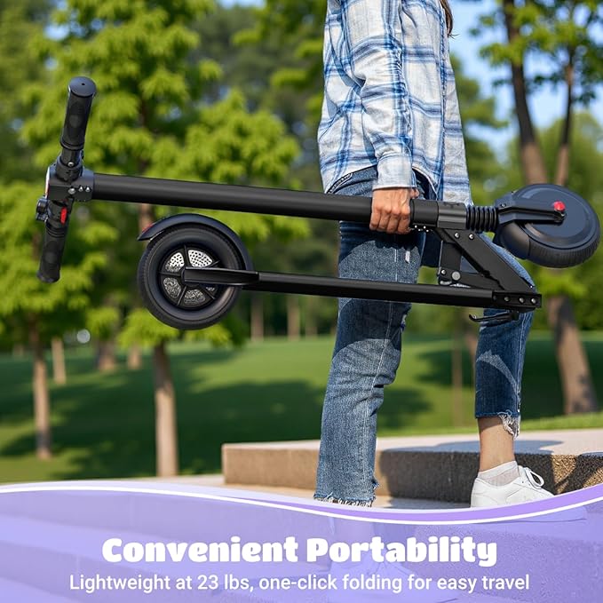 Caroma Electric Scooter for Kids Ages 6-14, 250W Motor Foldable Kids Electric Scooter,160 Mins Ride Time & 3 Speeds (6/10/15 Mph), LED Display & Dual Brake,Best Gift for Girls and Boys