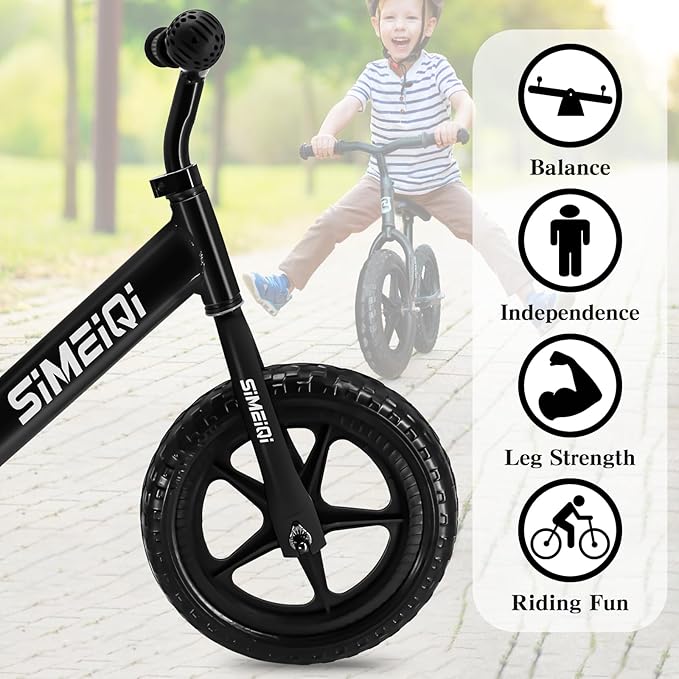 SIMEIQI 12" Balance Bike for Boys Girls 2 3 4 5 Years Old No Pedal Walking Balance Training Sports Bicycle for Kids Toddlers