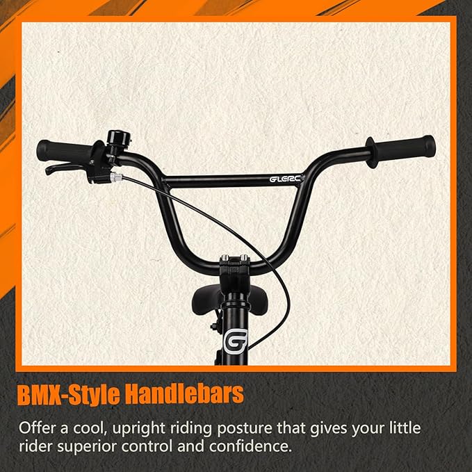 Glerc Kids Bike for Ages 1-8 Years Old, 12-16 Inch BMX Style Kids Bicycle with Training Wheels, Boys Bike for Children and Toddler, Multiple Colors