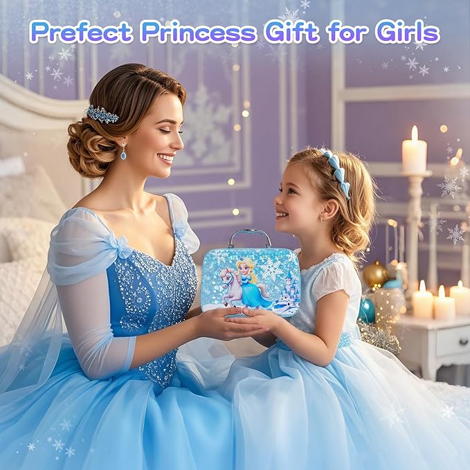 Kids Makeup Sets for Girls, Real Washable Make Up Kits Toys Toddler Children Princess Dress Up Birthday Toy for 3 4 5 6 7 8 9 10 11 12 Years (Blue)