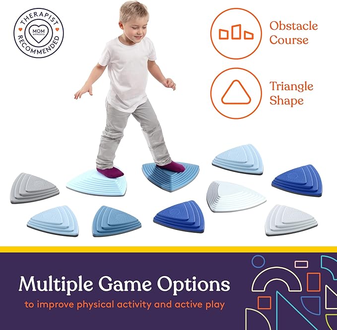 Special Supplies 10 Stepping Stones for Kids Indoor and Outdoor Balance Blocks Promote Coordination, Balance Strength Child Safe Rubber, Non-Slip Edging