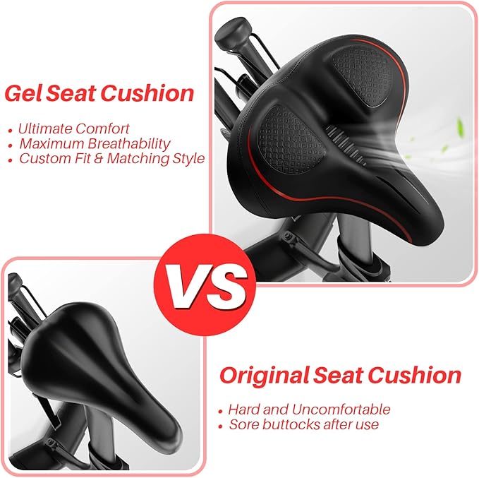 Oversized Bike Seat for Peloton Bike & Bike+, Wide Bicycle Saddle Replacement Compatible with Peloton, Exercise or Road Bikes, Seat Cushion for Men & Women