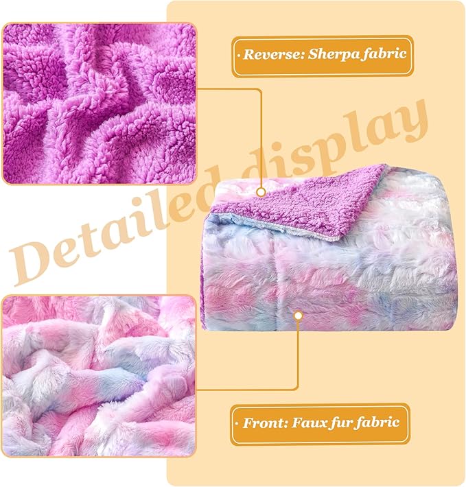 NEWCOSPLAY Super Soft Faux Fur Throw Blanket for Couch Multi Purple Sherpa Fuzzy Plush Warm Blanket for Sofa Bed (Multi Purple, Throw(40"x50"))
