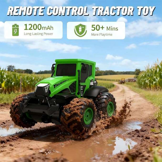 Remote Control Monster Truck Toys: 1:14 Amphibious RC Tractor Toy, 2.4 GHz 4WD RC Cars, All Terrain Off-Road Pickup, Kids Christmas Birthday Gifts Present Boys Girls Toys Ages 6+
