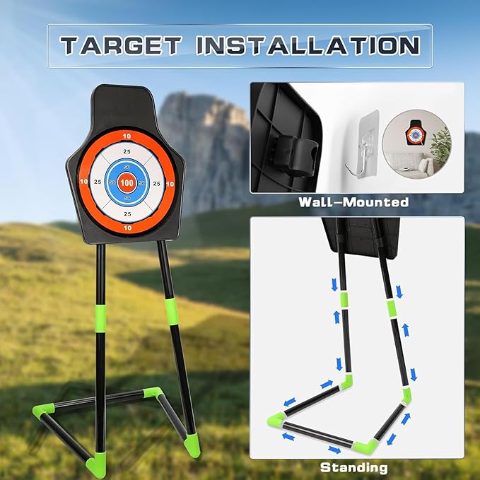 Bow and Arrow Set for Kids, 2-Pack LED Light Up Archery Set with 20 Suction Cup Arrows, Indoor and Outdoor Toy for Boys Girls Age 4-8 8-12 with Standing Target&2 Quivers, Birthday Gift 3-12 Years Old