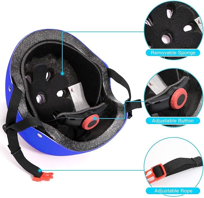 Kids Bike Helmet Skateboard Knee Pads - Kids Helmet Elbow Pads Wrist Guards Adjustable for 5~15yrs Girl Boy Kids Protective Gear Set for Sport Cycling Bike Roller Skating Scooter