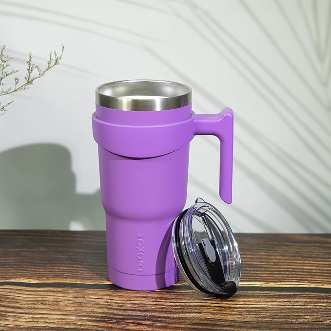 BJPKPK Tumbler With Handle 40 oz Stainless Steel Tumbler With Lid And Straw Insulated Coffee Cups,Lavender