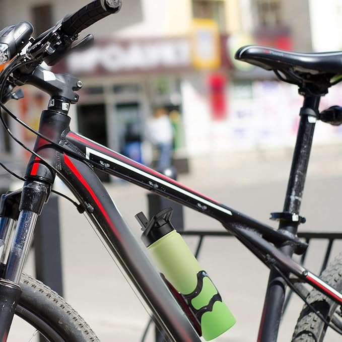 DOMICARE Insulated Water Bottle, 22 oz Vacuum Insulated Stainless Steel Reusable Sports Bottle with Straw Lid & Spout Lid for Travel, Camping, Bike, Leakproof, Green Gradient, 8 Pack