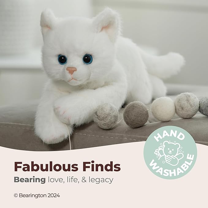 Bearington Lil' Muffin Small Plush Stuffed Animal White Cat, Kitten 8 inch