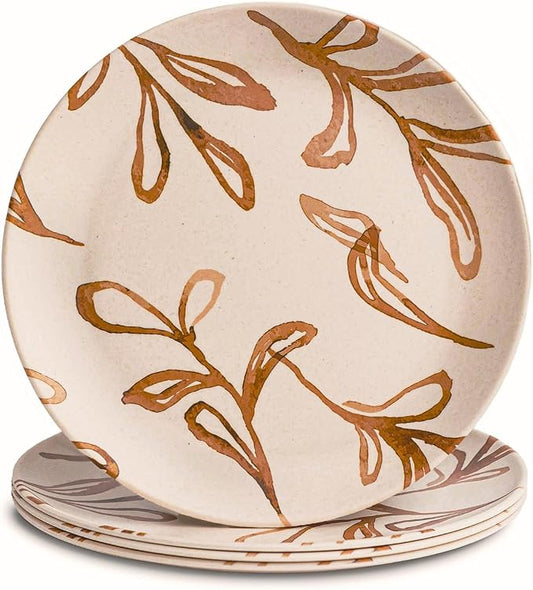 Nook Theory 4 Pack Reusable Bamboo Plates - Non-Toxic Toddler and Kids Plate, Dishwasher Safe, Not Microwavable Dinnerware (Wildflower 8")