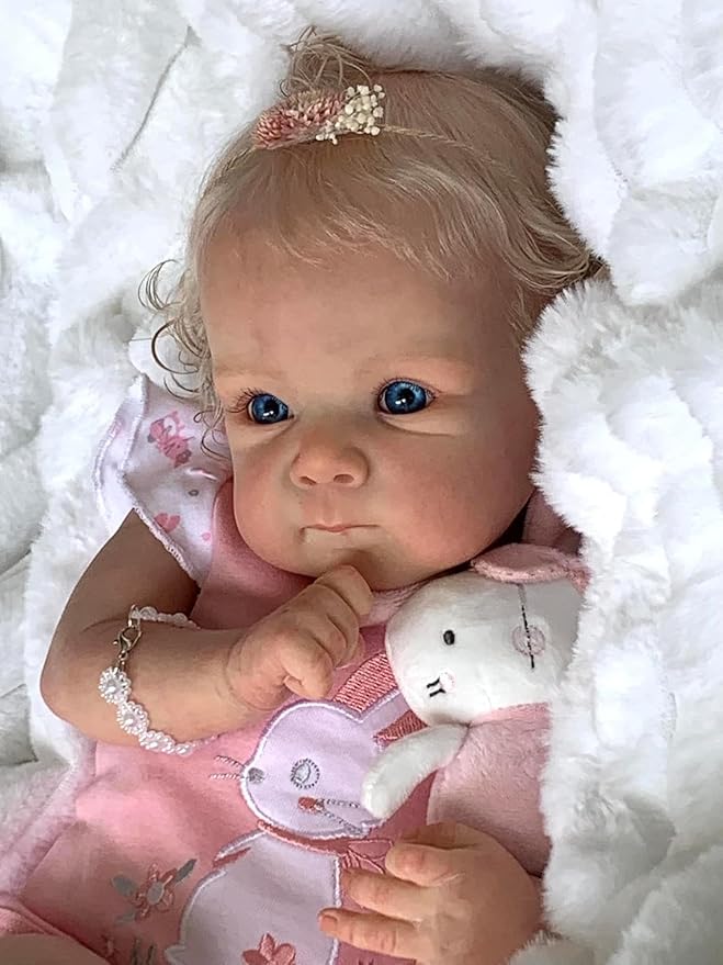 MAIHAO Reborn Baby Dolls Blonde Girl Lifelike Baby Dolls Realistic 19-Inch Reborn Doll Girl Vinyl Body Open Eyes Newborn Real Life Baby Gifts/Toys for Collection & Kids Age 3+