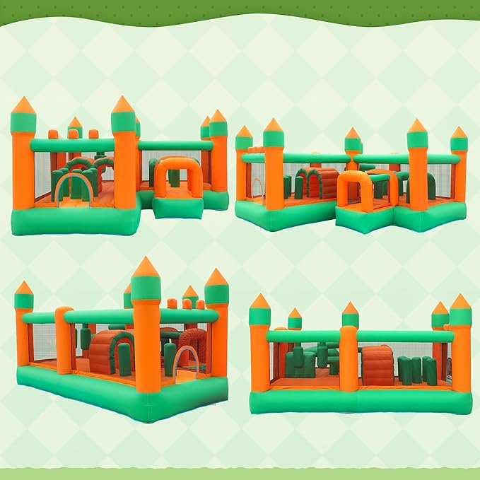 Inflatable Bounce House Kids Obstacle Bouncy Castle for Outdoor Indoor