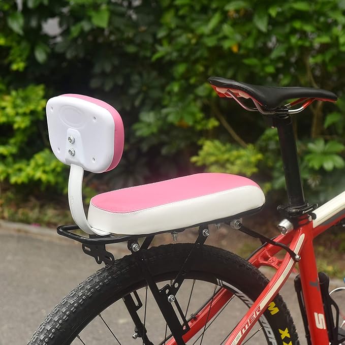 Lixada Bicycle Back Seat Cycling Bike Mountain Bike PU Leather Soft Cushion Rear Rack Seat with Back Rest