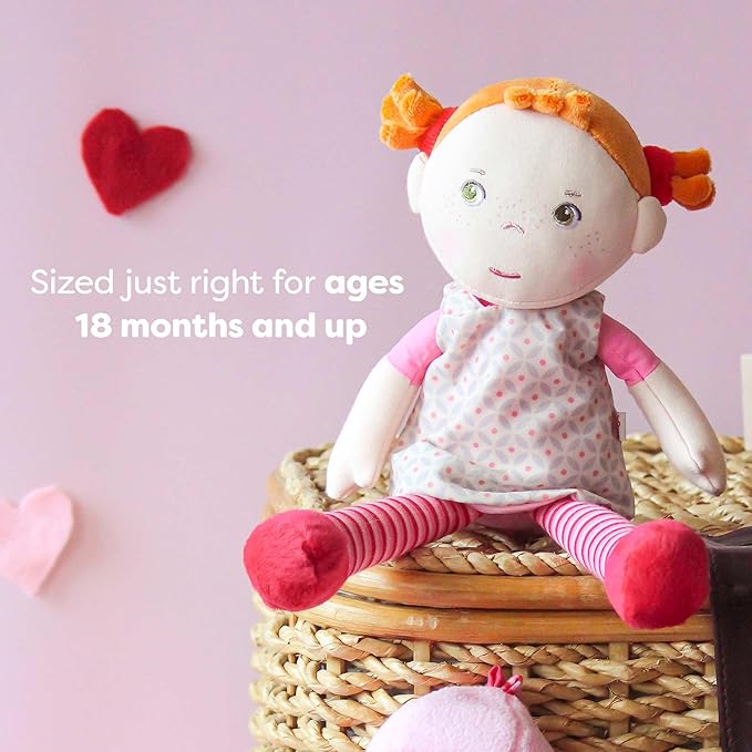 HABA Snug-up Roya – Soft Baby Doll with Red Hair, Removable Dress & Embroidered Face, Washable First Baby Doll
