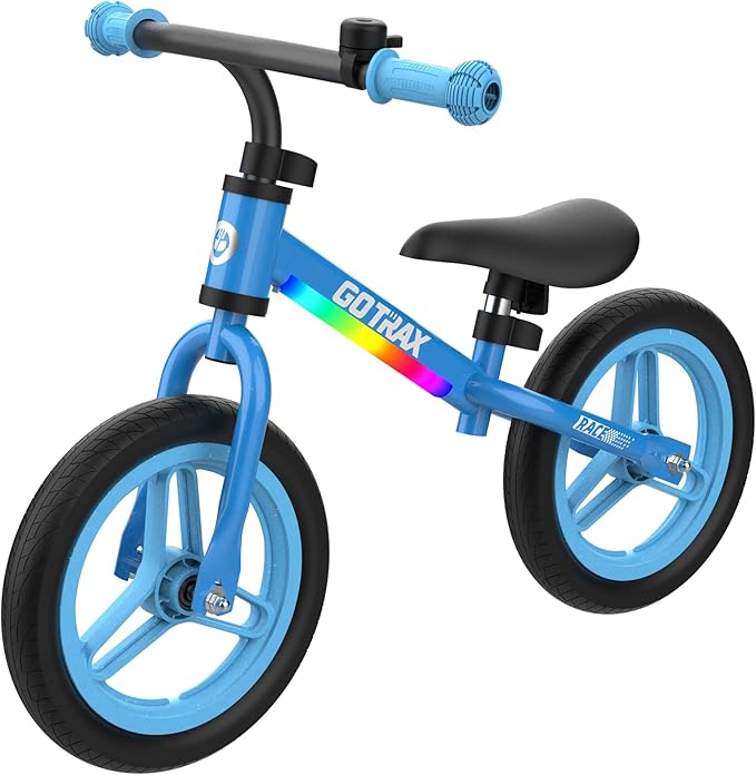 Gotrax KS12 Balance Bike for 2-5 Years Old, 12" Toddlers Bike with LED Light&Bell, Adjustable Soft Seat&Handlebar, Flat-Free Tires&Easy Assembly, Lightweight&No Pedal, Kids Toy Gift for Boys Girls