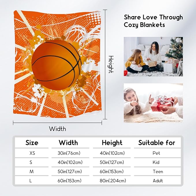 Basketball Blanket for Girls, Basketball Gifts for Girls, Sport Throw Blankets for Team Daughter & Her, Kids Throws for Couch Sofa Home Decor (30x40 Inch)