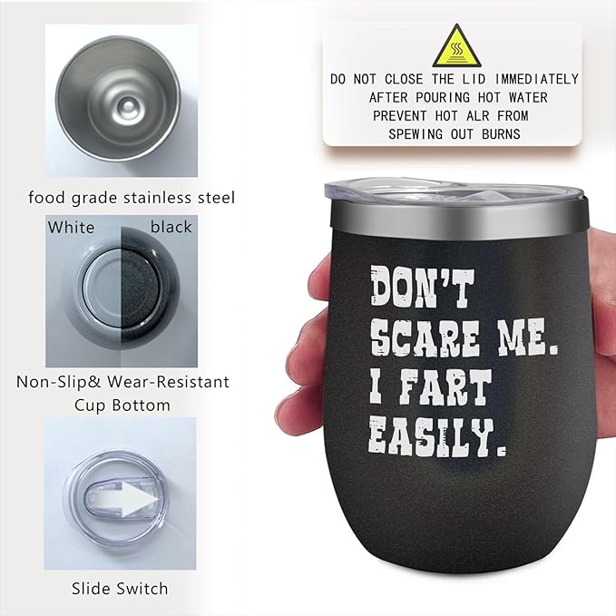 Dont Scare Me I Fart Easily Saying Joke Kids 12 Oz Sippy Coffee Cup Awesome With Straw And Lid Gifts Men