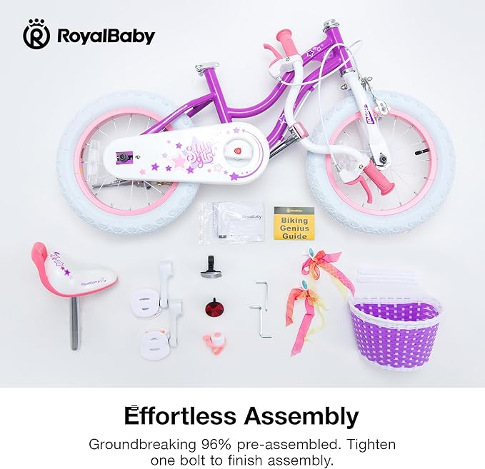 RoyalBaby Girls Bike Classic & EZ Kids Bike, Balance and Pedal Bicycle, 12 14 16 18 20 Inch Toddlers to Big Kids 3-10 Years