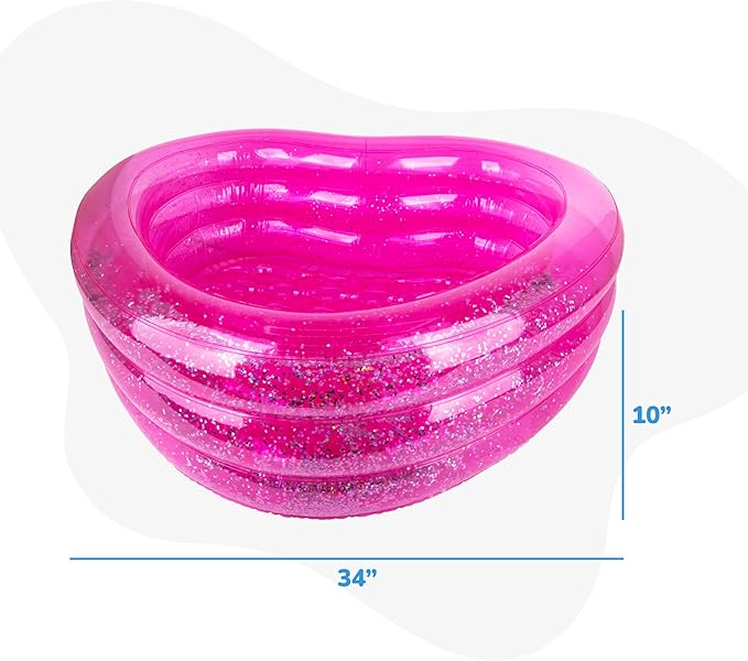 ArtCreativity Sparkly Inflatable Kiddie Pool with 3 Levels, Transparent Blow Up Pool for Kids with Silver Glitter and Cushioned Bottom, Easy to Inflate Outdoor Pools for Backyard, Summer Toys for Kids