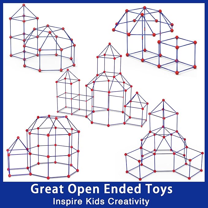 V-Opitos 180 Pack Fort Building Kits for Kids Age 4, 5, 6, 7, 8+ Years Old, Creative STEM Building Toys for DIY Castles, Tunnels, Play Tent, Ideal Christmas, Birthday Gifts for Boys & Girls