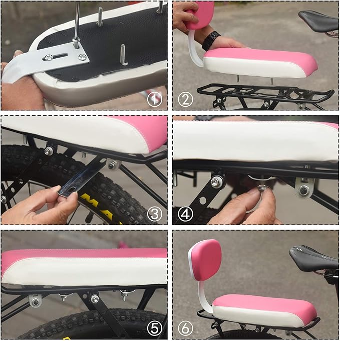 Lixada Bicycle Back Seat Cycling Bike Mountain Bike PU Leather Soft Cushion Rear Rack Seat with Back Rest